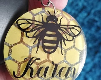 Bee Themed Keychain gift for her teacher gift bee happy personalised gift