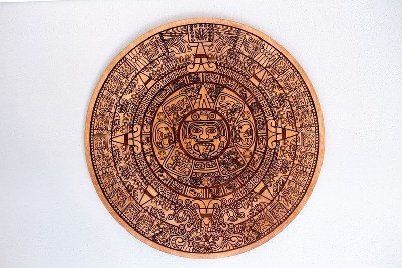 Wall decor Mayan calendar wood art Etsy