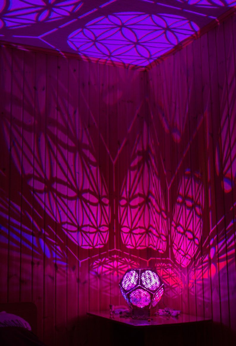 Hölzerne LED-Lampe Blume des Lebens Reinkarnation | Etsy