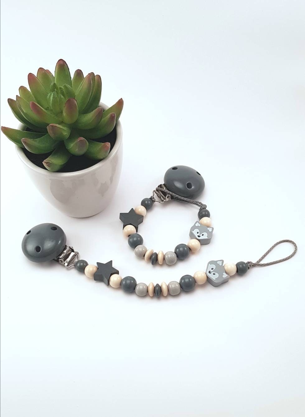 Graue Schnullerkette Schnullerclip Schnullerhalter | Etsy