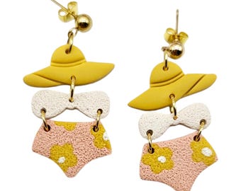 Summer Bikini Polymer Clay Earrings | Handmade Drop Earrings
