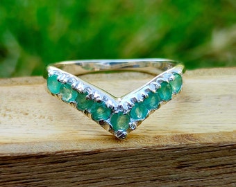 Dainty Emerald Ring: Handmade 925 Sterling Silver May Birthstone