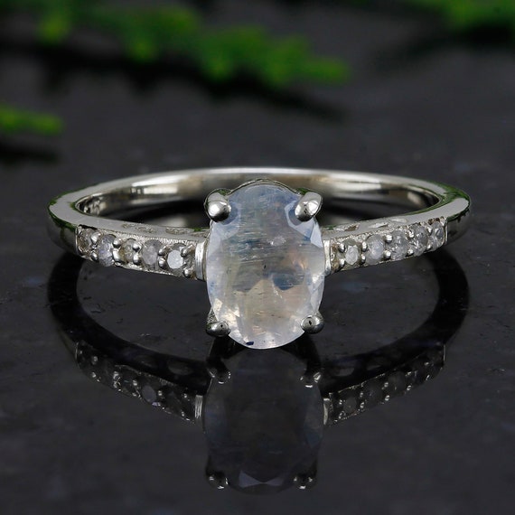 Rose Gold Moonstone Ring Pear Shaped Moonstone Engagement Ring -  LisaJewelryUS