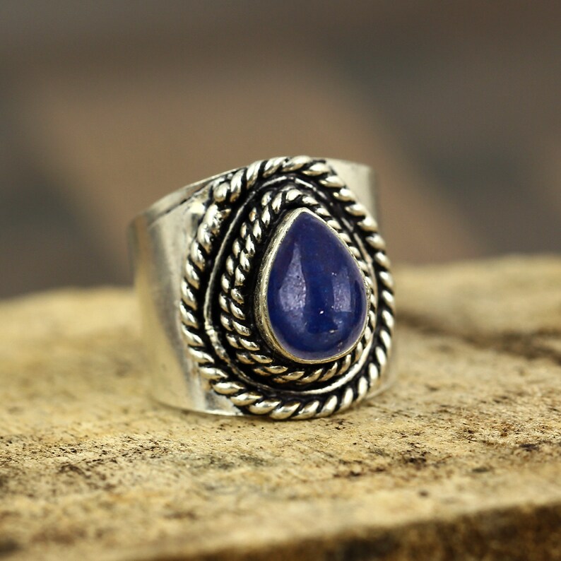 Lapis Statement Silver Ring Gift For Her Unisex Ring September Birthstone Ring Lapis Lazuli Ring Sterling Silver Ring Gemstone Ring