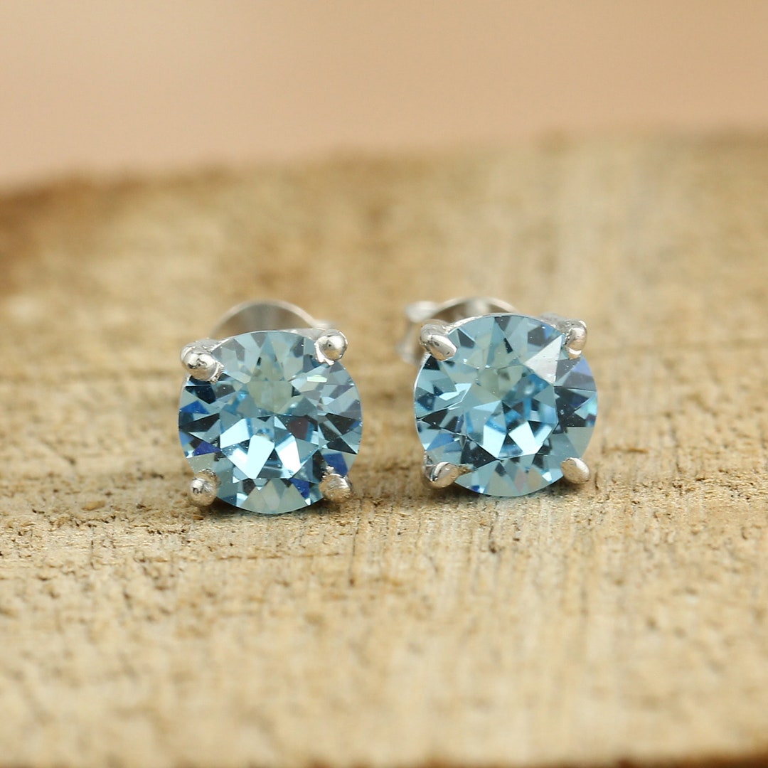 Boucles D'oreilles Pendantes En Turquoise, Aigue-marine Et Argent Sterling 925 - Poids 3,4 G - Occasion