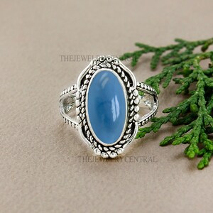 Blauer Opalring, Großer Ovaler Blauer Opalring, 925 Sterling Silber Ring, Statement Ring, Opal Boho Ring, Handgemachter Silberring, Edelstein Ring