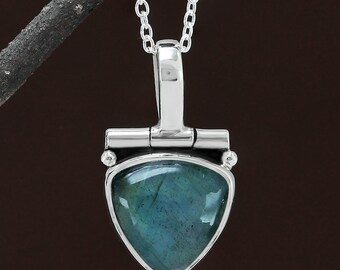 Pendentif En Argent 925 Avec Lépidolite Naturelle – Fait Main En Inde – Longueur 18 Pouces