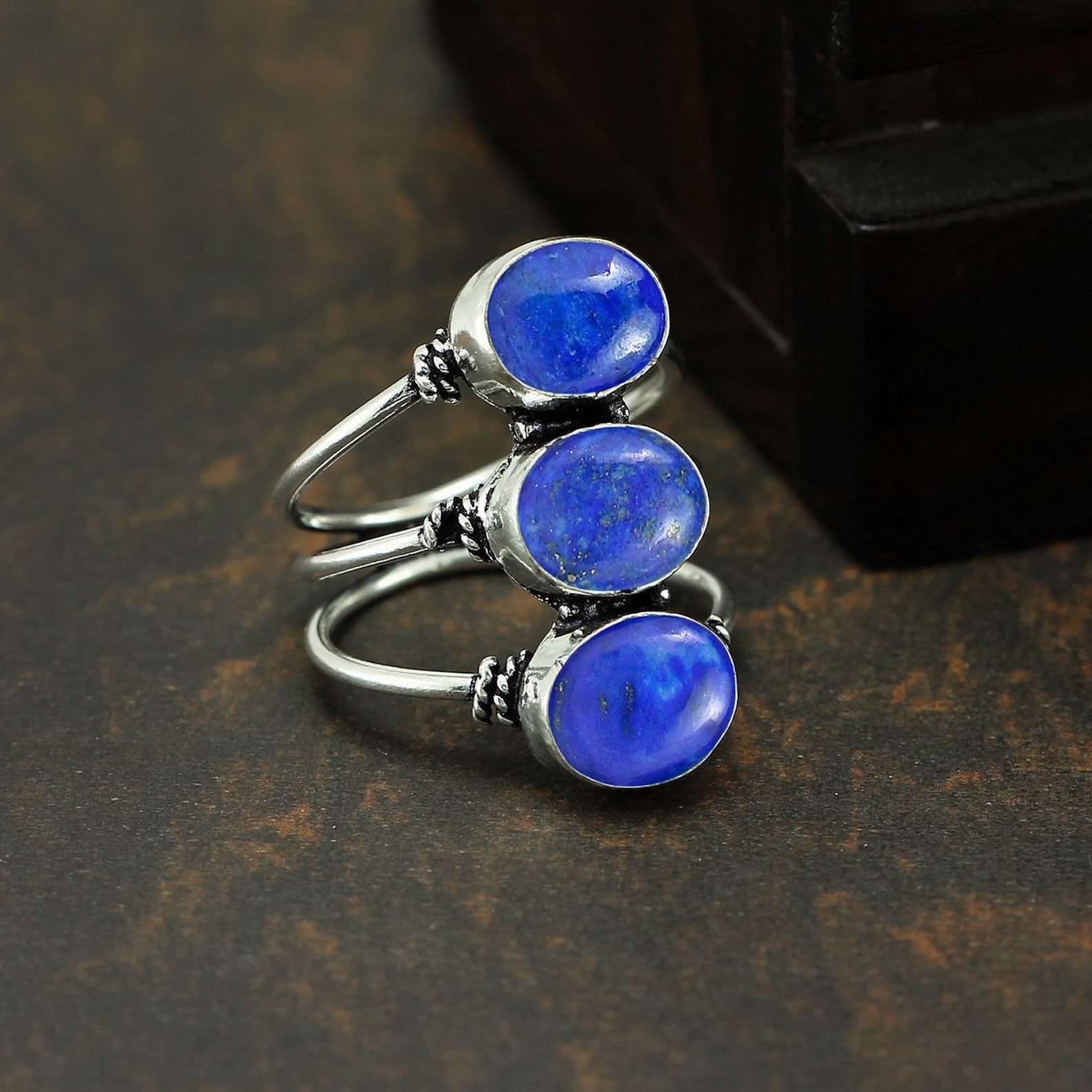 Lapis Lazuli Ring Sterling Silver Women Ring Jewelry Natural Etsy