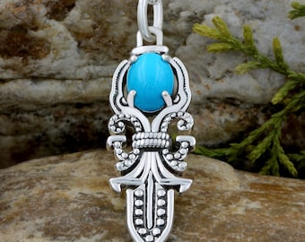 Ciondolo turchese "Bella Addormentata", collana in argento stile sud-occidentale