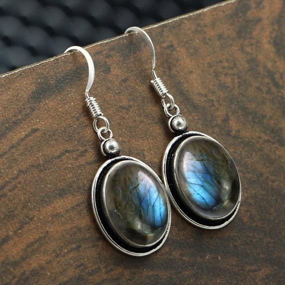 Sterling Silver Oval Labradorite Earrings Sterling Silver Oval Labradorite Earrings