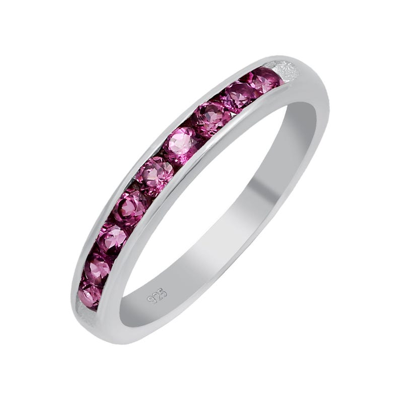 Rhodolite Garnet Ring: Sterling Silver Eternity Band - Etsy