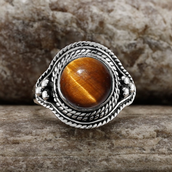 Tiger eye silver best sale ring
