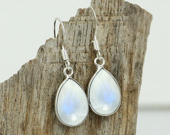 Orecchini pendenti in argento sterling 925 con colibrì e pietra di luna