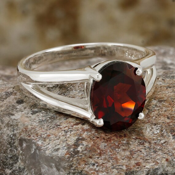 Natural Garnet Engagement Ring Vintage Red Garnet Ring Diamond Wedding Band  Anniversary Rings Red Birthstone Women Jewelry - Etsy