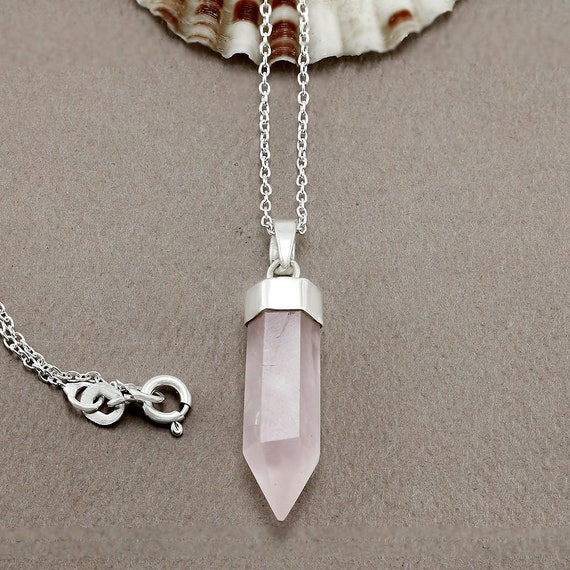 Rose Quartz Bullet Pendant-rose Quartz 