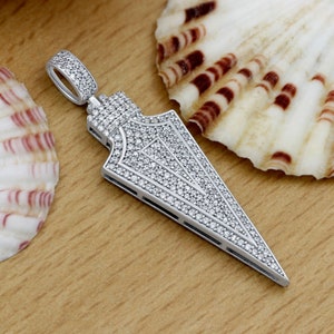 Pfeilspitze Anhänger Hip Hop Iced Out Sterling Silber