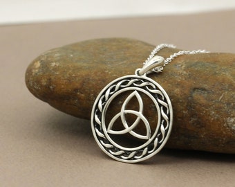 Sterling Silver Celtic Knot Pendant Necklace: Triquetra Jewelry