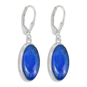 Natural Lapis Lazuli Earrings, Sterling Silver Earrings, Lapis Dangle Earrings, LeaverBack Earrings, Gemstone Dainty Earrings, Gift For Her