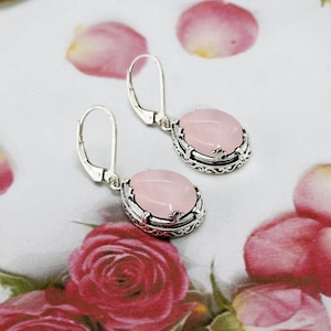 Rose Quartz Earrings, 925 Sterling Silver Earrings, Top Quality Dangle Earrings, Boho Earrings, Handmade Earrings, Pink Gemstone Earrings