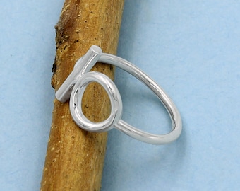 Silver Stacking Ring, Minimalist Flower Design