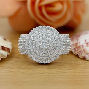 ÉNORME bague hip hop ronde avec pierre de moissanite glacée pour homme de 1,8 ct en argent sterling 925 massif, tailles 7 à 15 États-Unis, cadeau pour son petit ami et mari