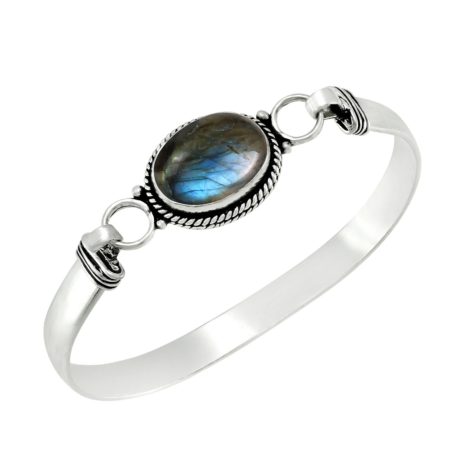 Labradorite Bangle Silver Labradorite Bangle Gemstone - Etsy