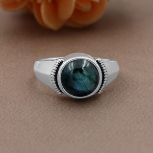Bague homme labradorite bleue naturelle, bague faite main, bague avec pierres précieuses, bague en argent sterling 925, cadeau d'anniversaire, bague fine, bagues pour homme