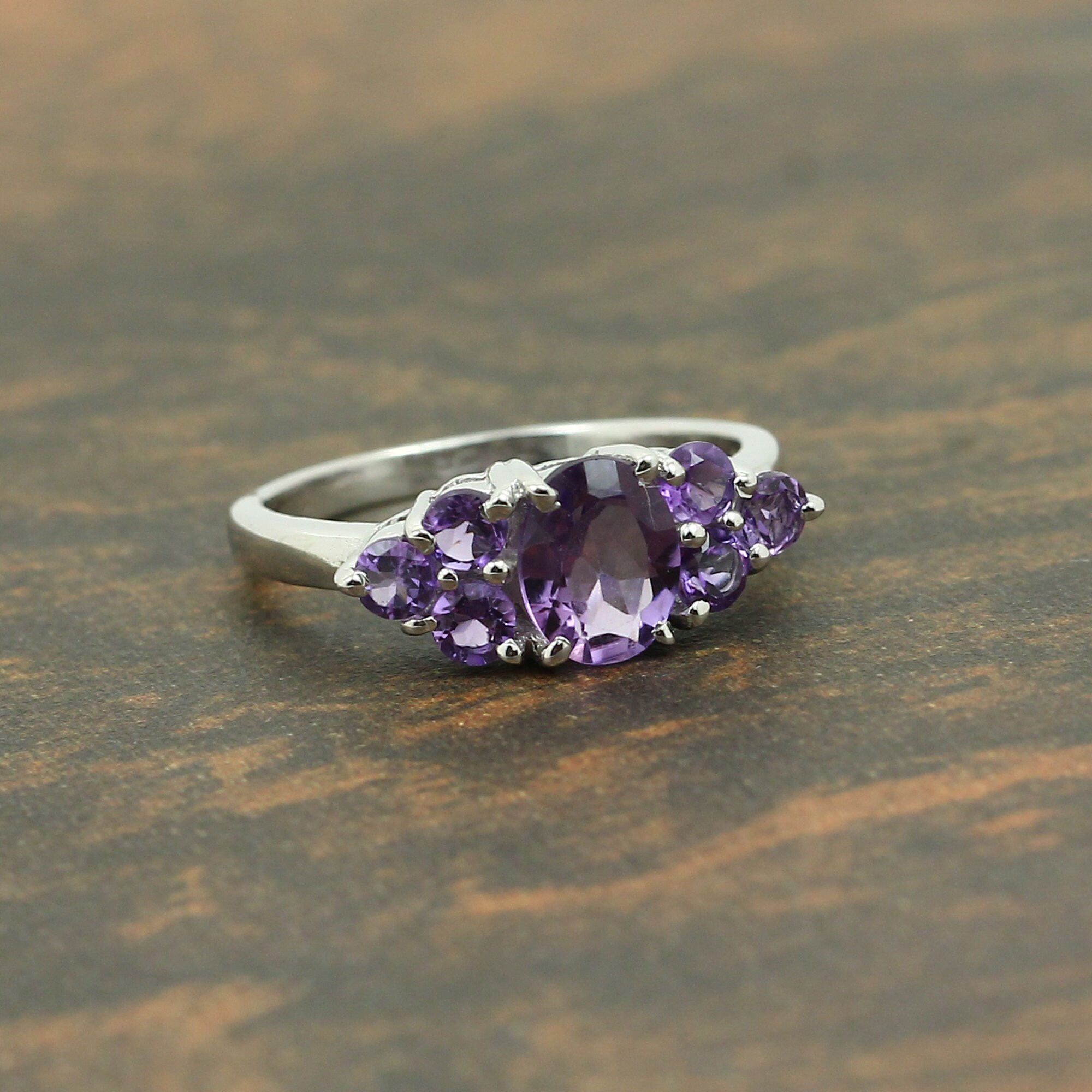 Gemondo Sterling Silver Triple Amethyst & Marcasite Ring - February Birthstone Jewelry For Women