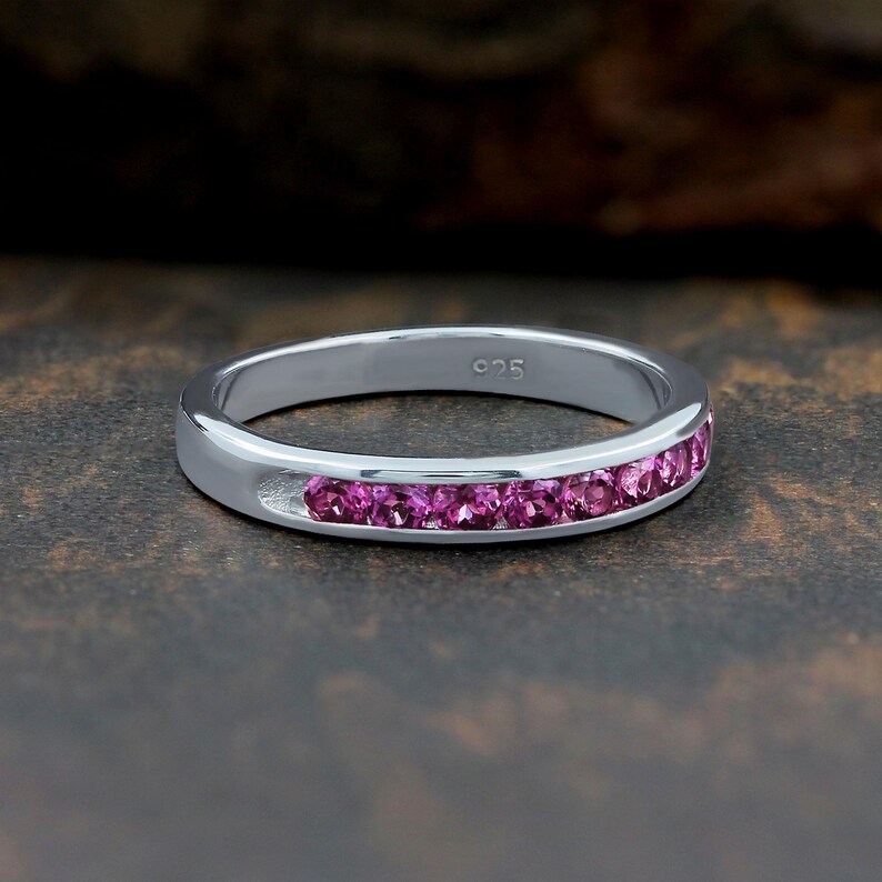 Rhodolite Garnet Ring: Sterling Silver Eternity Band - Etsy