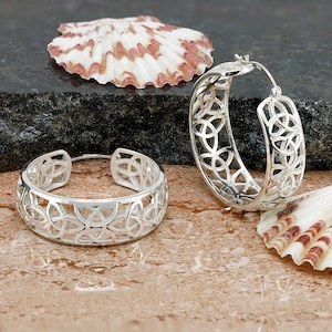 Celtic Knot Design Hoop Earrings, 925 Sterling Silver Earrings, Hoop Earrings, Celtic Earrings, Handmade Plain Silver Earrings Without Stone