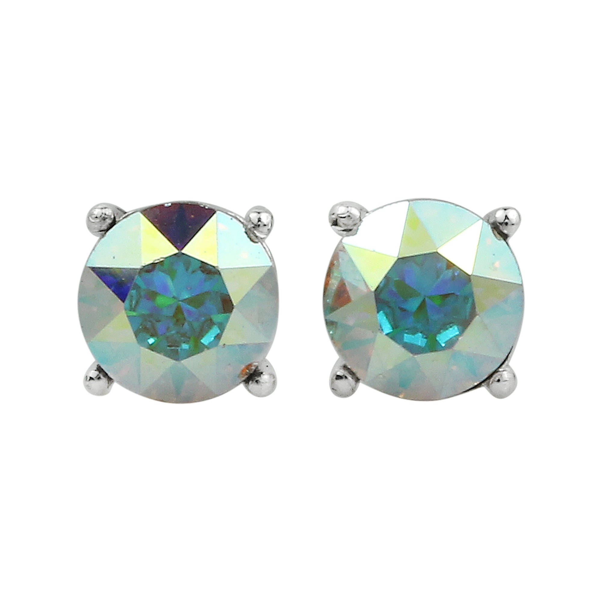Aurora Borealis Stud Earrings 6mm Round Swarovski Crystal Etsy