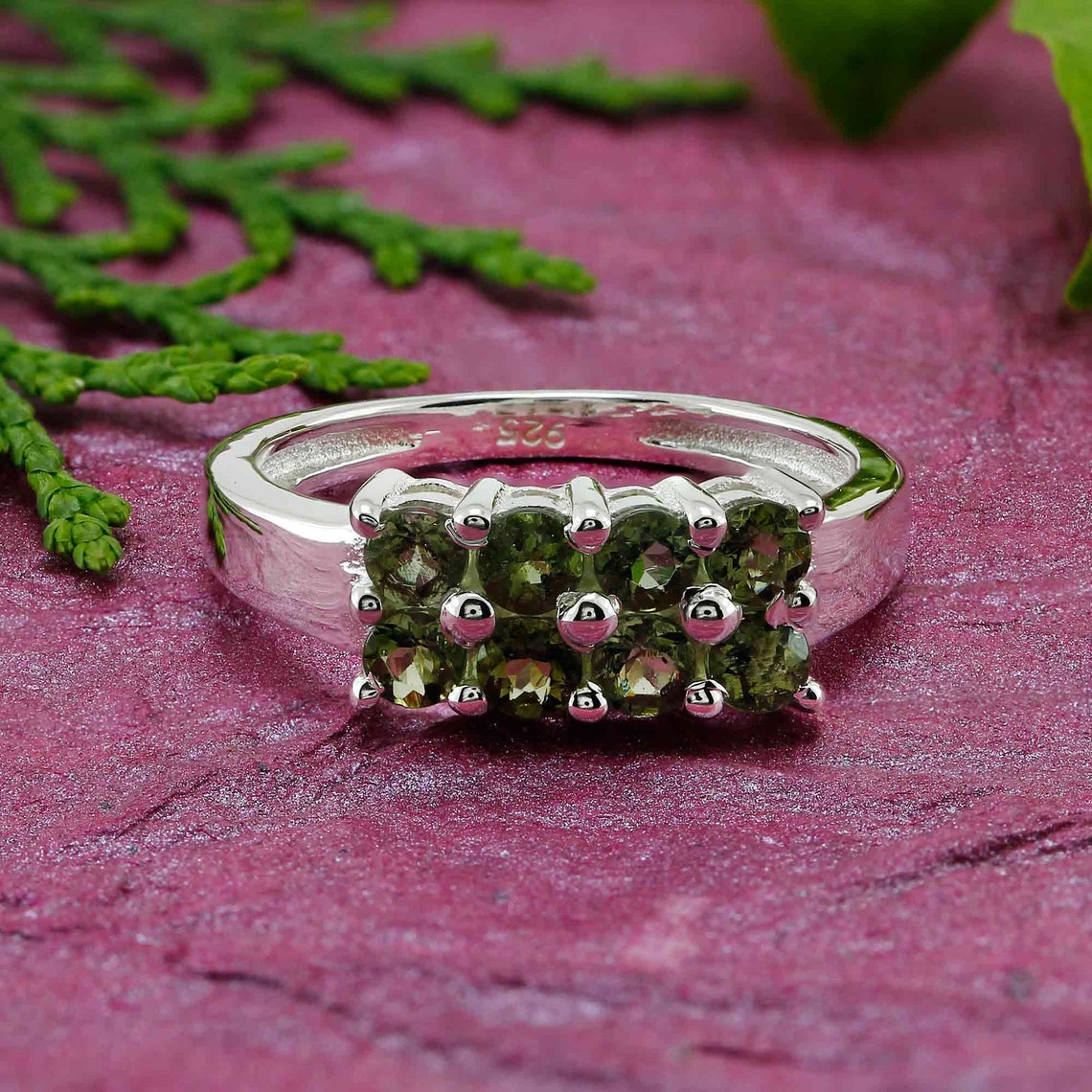 Moldavite Ring Sterling Silver Moldavite Ring Czech Etsy
