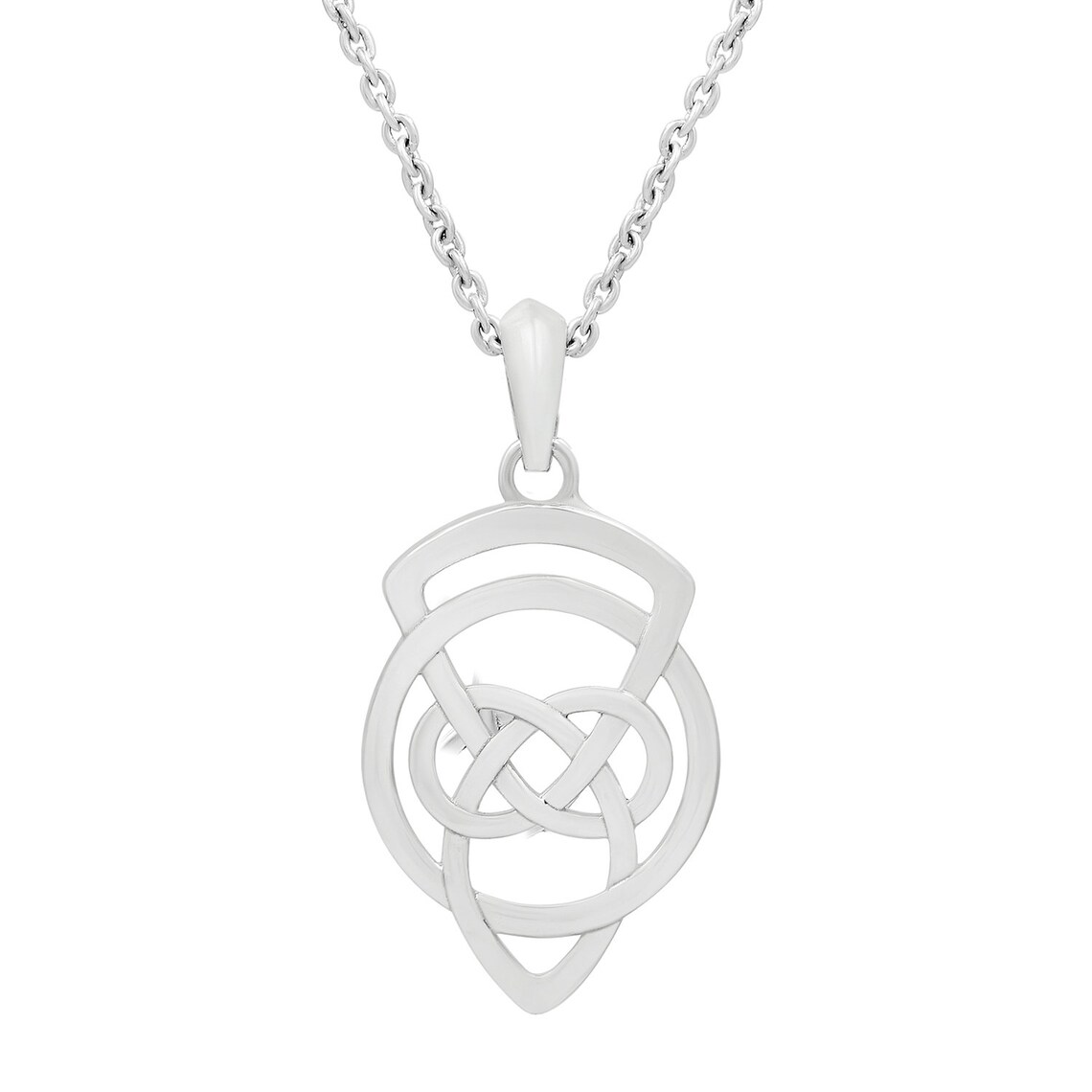 Silvershake Genuine Blue Aquamarine & 925 Sterling Silver Celtic Knot Pendant - Oval Shape, March Birthstone