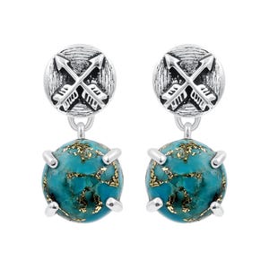 Turquoise Stud Earrings: Sterling Silver Boho Jewelry, 10mm
