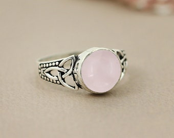 Pink Faux crystal gem silver ring