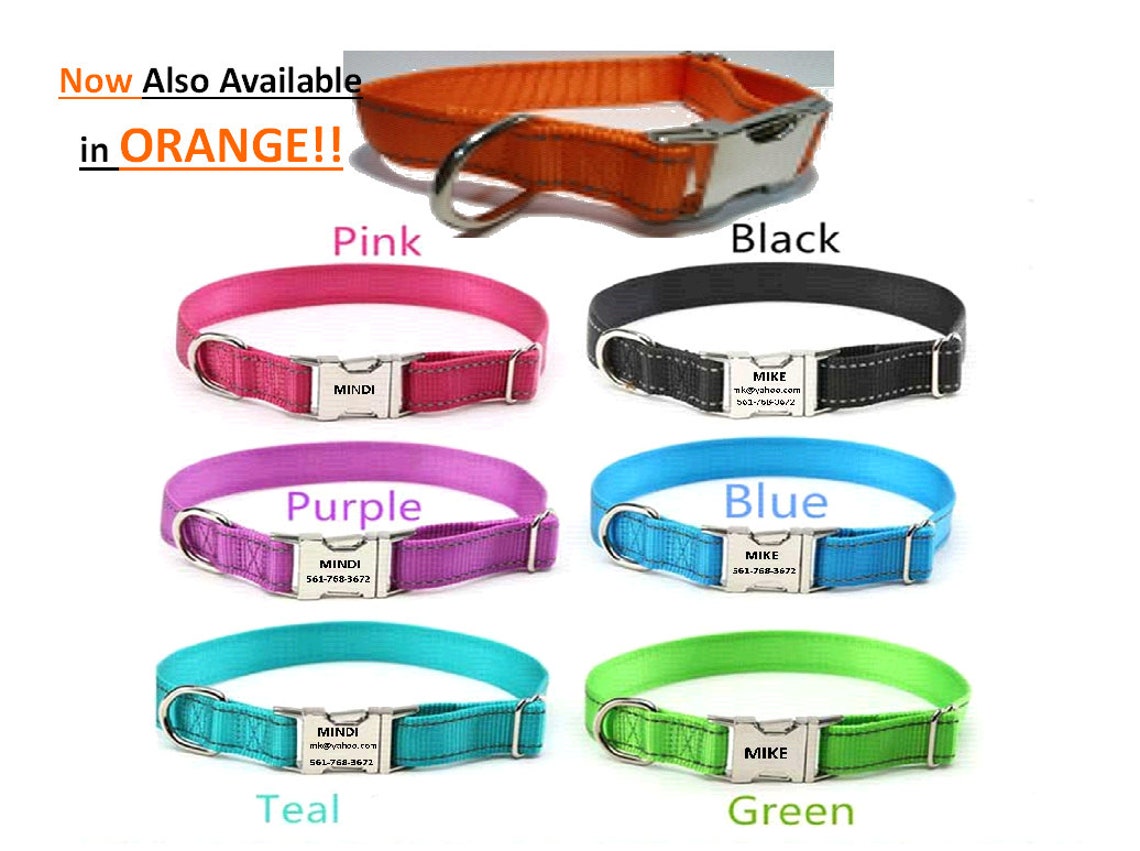 Nylon Dog Collar Free Shipping Personalized Engraved Etsy