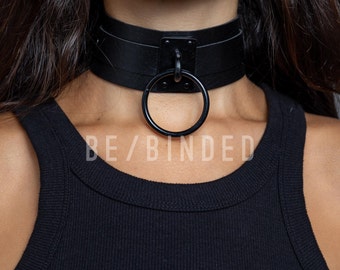 Black Thick O Ring Choker | Faux Leather