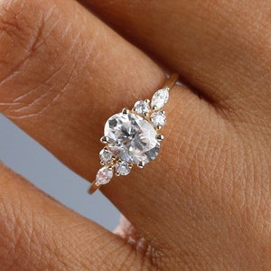 Moissanite Engagement Ring, 10k 14k 18k Solid White Yellow Rose Gold, 1.5 Carat Oval