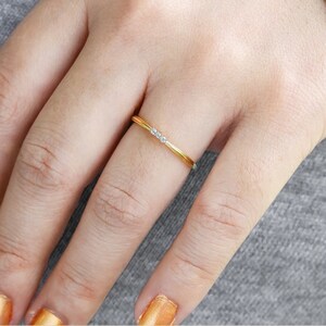 14k/18k Gold Stacking Ring, Diamond Wedding Band, Thin Stacking Band, Yellow/White/Rose Gold, Dainty Stackable Band, Diamond Wedding Ring