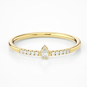 14k Gold Diamond Ring, Solid 14K 18K Gold, Dainty Engagement Ring, Petite Promise Ring, Minimalist Rings, Simple Gold Thin Solitaire Ring
