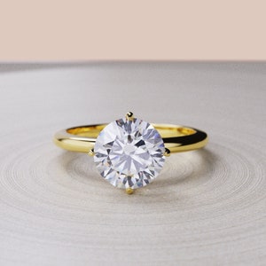 tulip bakset lab grown diamond engagement ring, lab created diamond ring, affordable moissanite ring for women