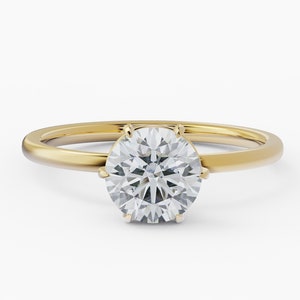 1.5ct Lab Grown Diamond Engagement Ring, Round cut, Moissanite Engagement Ring, IGI Certified, Solitaire 6 Prong, 14k Yellow/White/Rose Gold