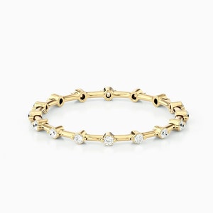 Diamond Eternity Ring, 14k 18k Eternity Band for Women, Solid Yellow White Rose Gold , Dainty Thin Stackable Ring, Stacking Anniversary Band