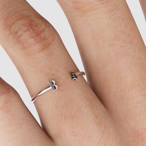 Anillo de Navidad Personalizado 14K / 18K, Anillo Inicial Personalizado, Ideas De Regalo de Navidad De Oro Sólido, Anillo Inicial De Puño, Ideas De Regalo Personalizado