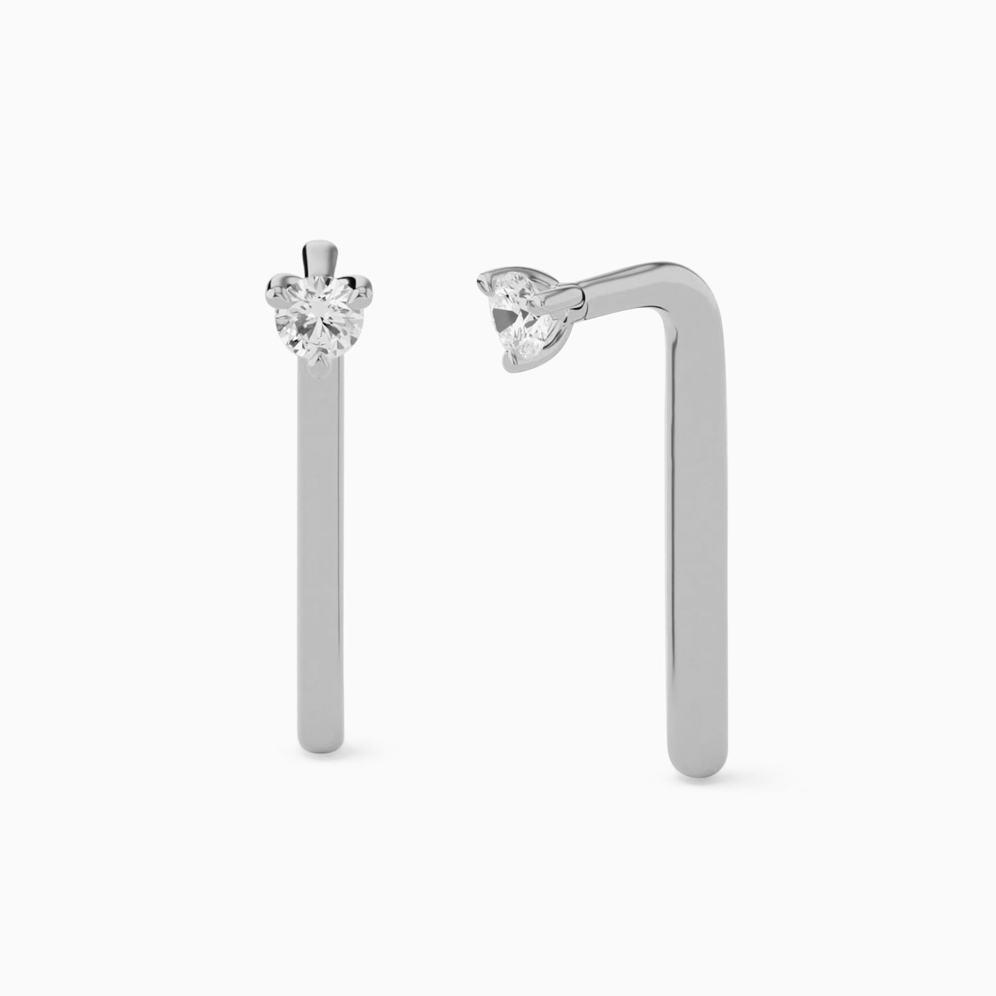 Diamond Stud Earring Unique Stud 4 Prong Set Earrings Small Etsy