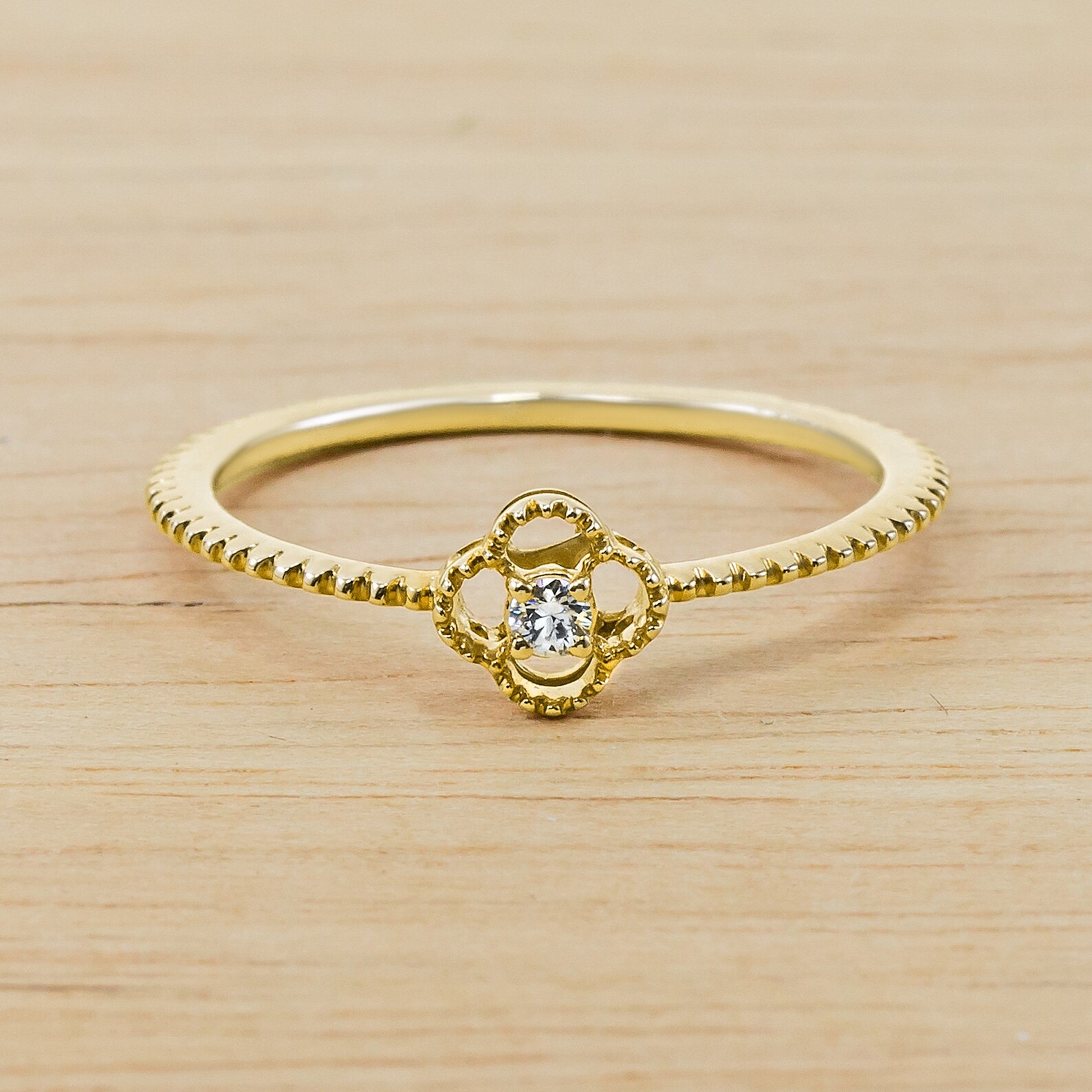 Dainty Gold Promise Ring Simple Diamond Rings 14k/18k Solid Etsy