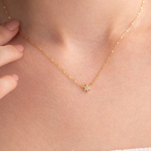 Tiny Star Necklace, Natural Diamond Star Necklace, 14k/18k Solid Gold, Dainty Necklace, Adjustable Necklace Chain, Gold Star Pendant,