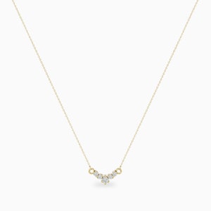 Zierliche Diamant-Halskette, Minimalistische gebogene V-Stab-Halskette, 14k 18k Gold, dünne verstellbare Kette, Diamant-Halskette, Goldkette für Sie