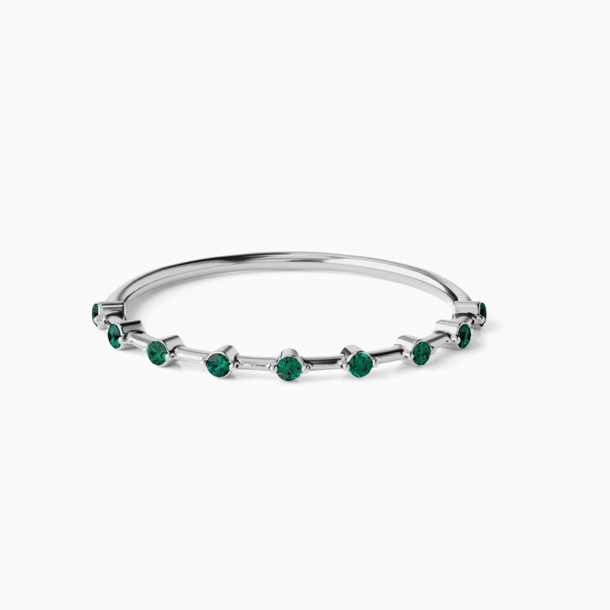 Natural Emerald Wedding Band Solid 14k