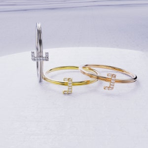 Anillo inicial de diamante real de 14k, anillo de letras personalizado, alfabeto A-Z, regalo para esposa/mamá/hija, oro sólido amarillo/rosa/blanco, aniversario